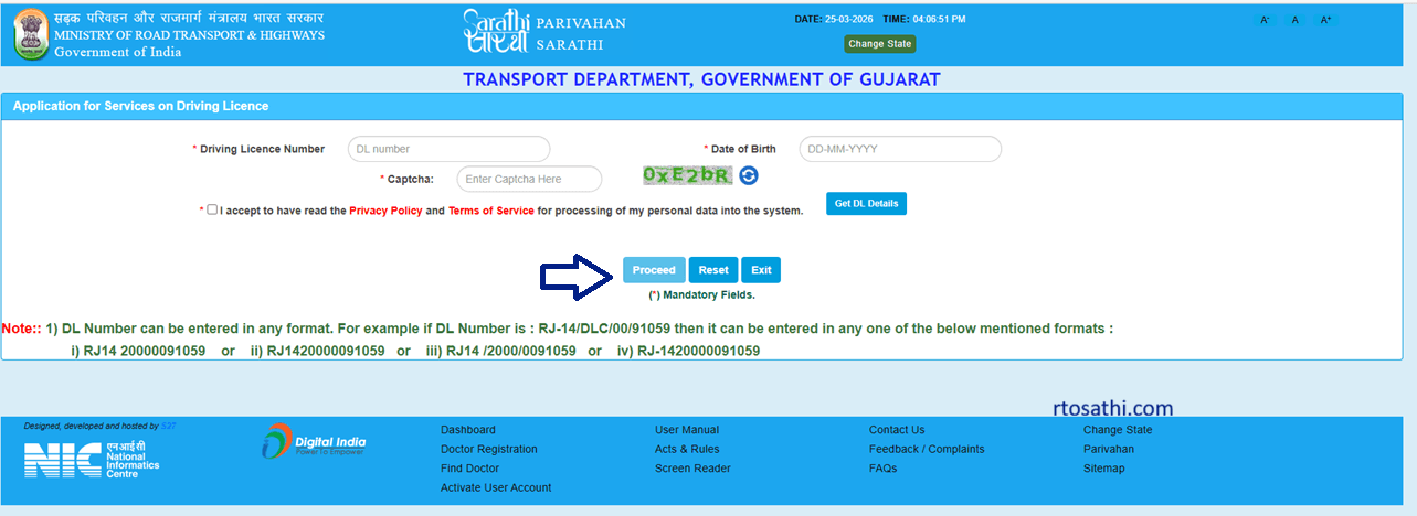 enter dl details